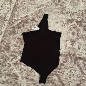 Black one shoulder bodysuit